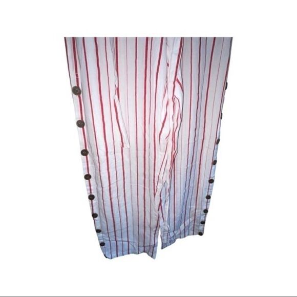 Striped Women's Pants with Button Detail - Picture 3 of 8